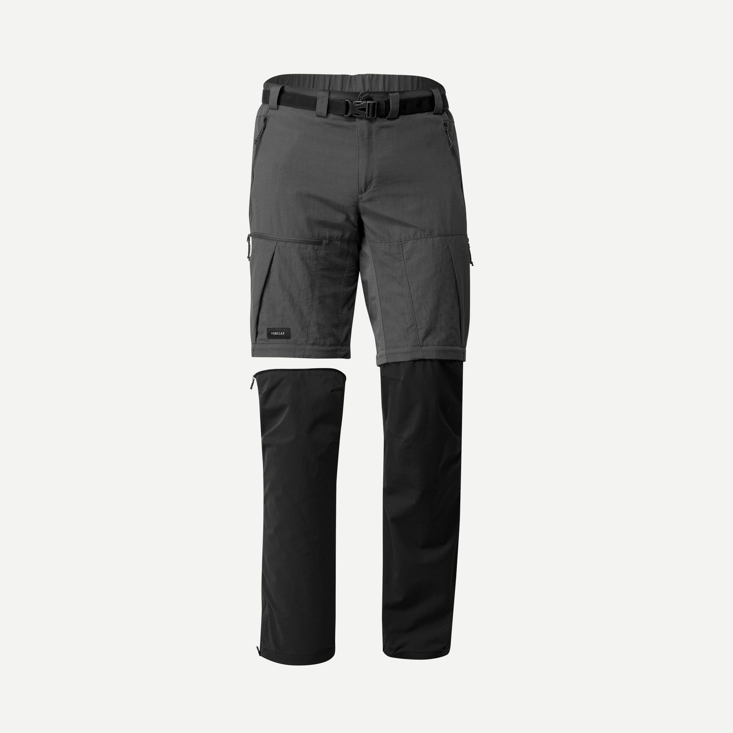 Mens Mountain Trekking Modular Trousers  TREK 500  Dark Grey