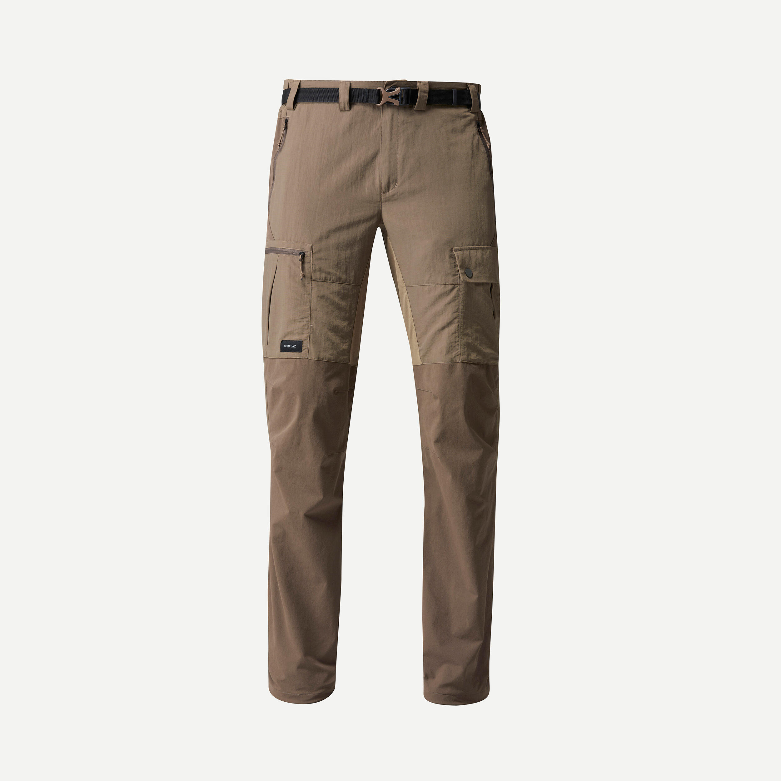 Men's Travel Trekking Cargo Pants TRAVEL 100 - Khaki FORCLAZ | Decathlon