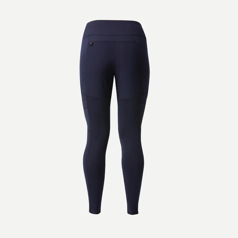 LEGGINGS DE TREKKING E VIAGEM RESISTENTES - TRAVEL 500 MULHER AZUL MARINHO