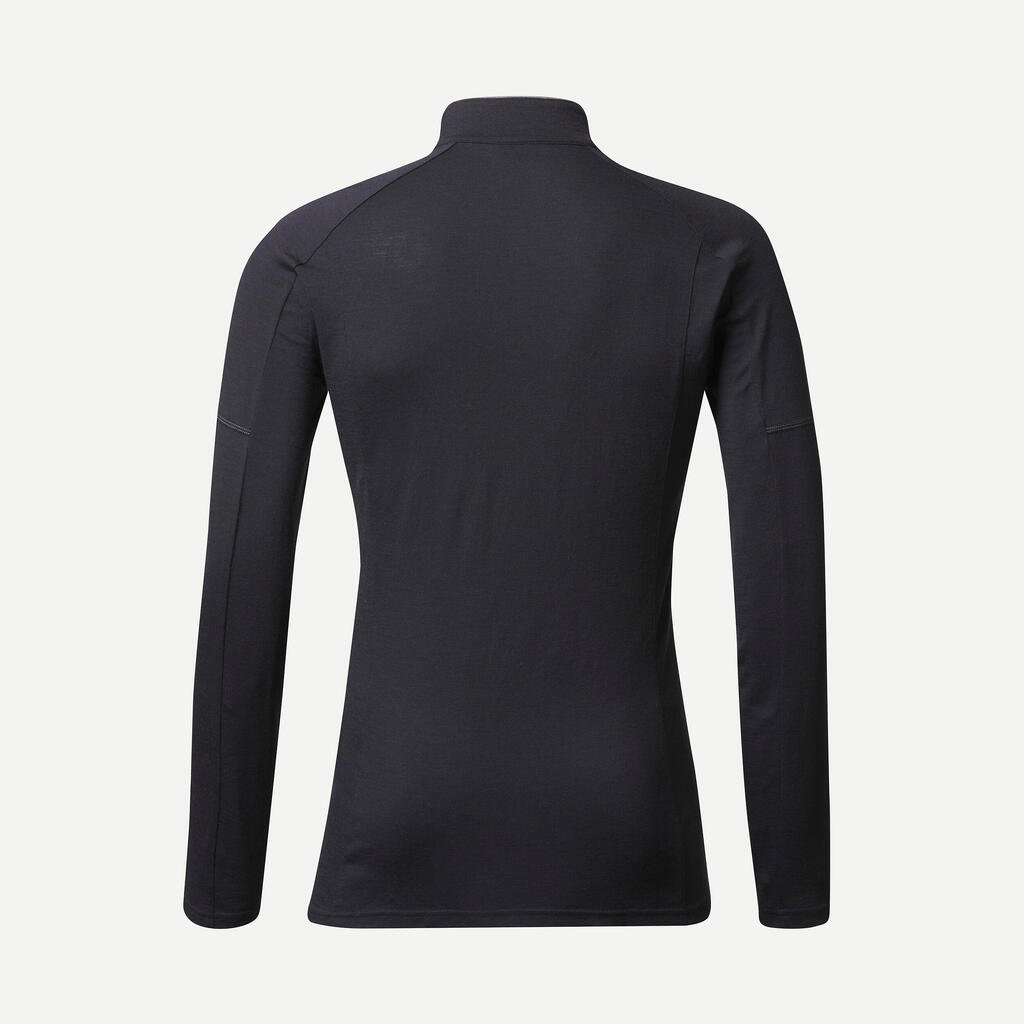 Vyriški ilgarankoviai kalnų žygių marškinėliai su merinosų vilna „MT500 Zip“