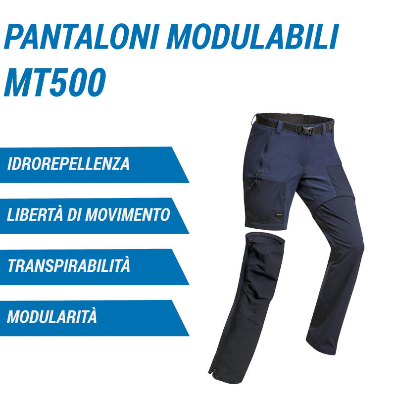 Pantaloni modulabili trekking donna MT500 FORCLAZ
