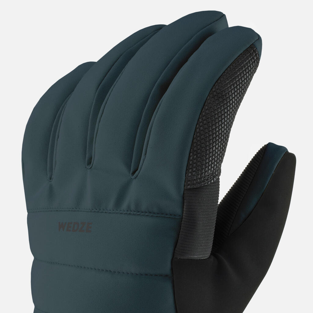 ADULT SKI GLOVES 500 GREEN AND BLACK