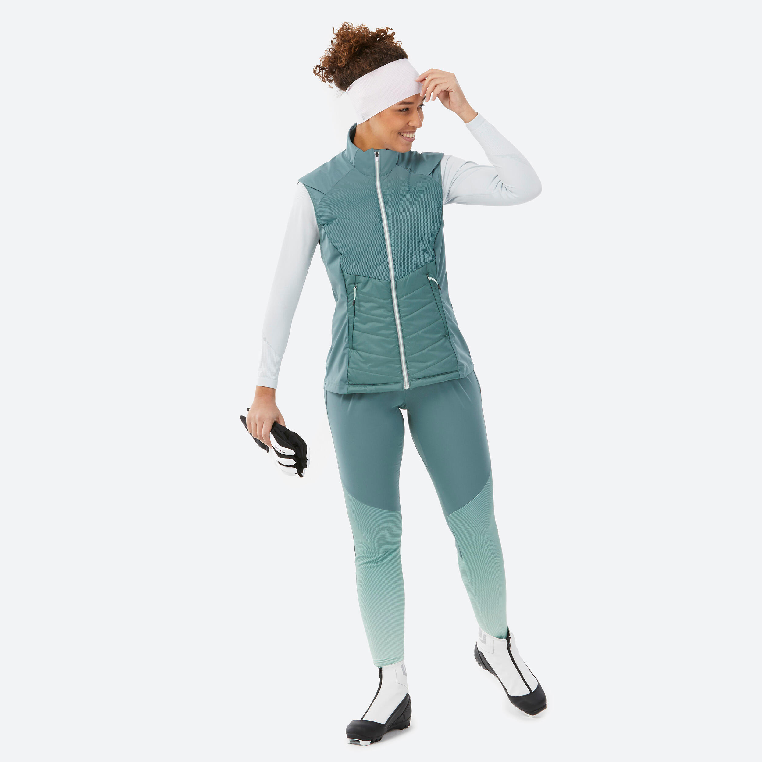 500 WOMEN'S CROSS-COUNTRY SKI GILET - GREEN 6/9