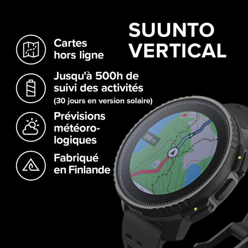 Montre GPS multisport cardio  SUUNTO VERTICAL ALL BLACK