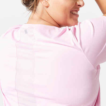 Camiseta Cardio Fitness Mujer Rosa Claro Manga Corta Tallas Grandes
