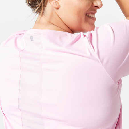 Women's Cardio Fitness Short-Sleeved Plus Size T-Shirt - Light Pink