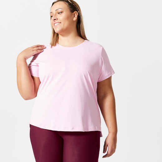 
      Sieviešu kardio fitnesa T krekls ar īsām piedurknēm, plus izmērs, gaiši rozā
  