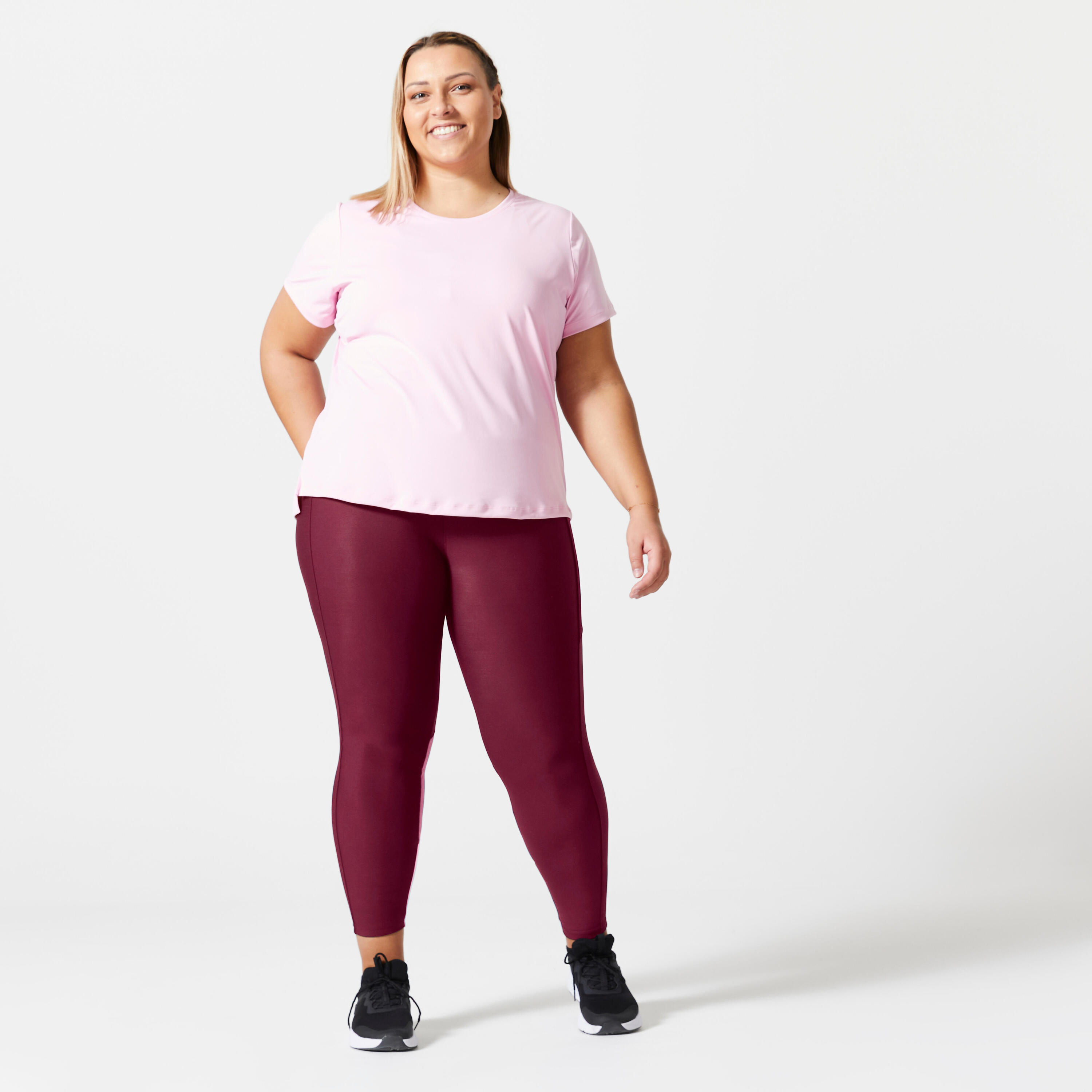 Women's Cardio Fitness Short-Sleeved Plus Size T-Shirt - Light Pink 2/5