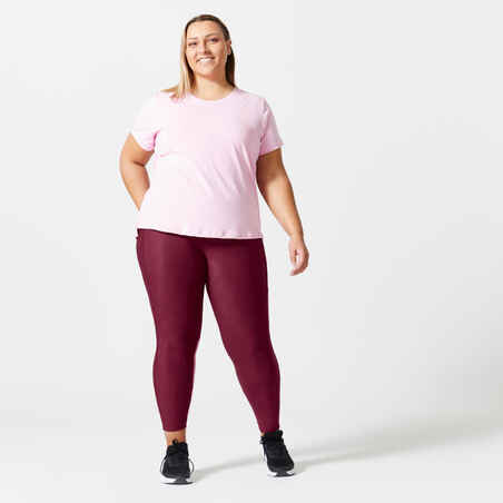 Women's Cardio Fitness Short-Sleeved Plus Size T-Shirt - Light Pink
