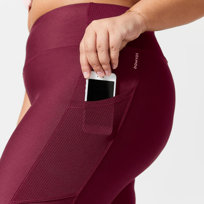 Sportleggings Damen mit Smartphonetasche grosse Grösse - 120 dunkelrot/rosa