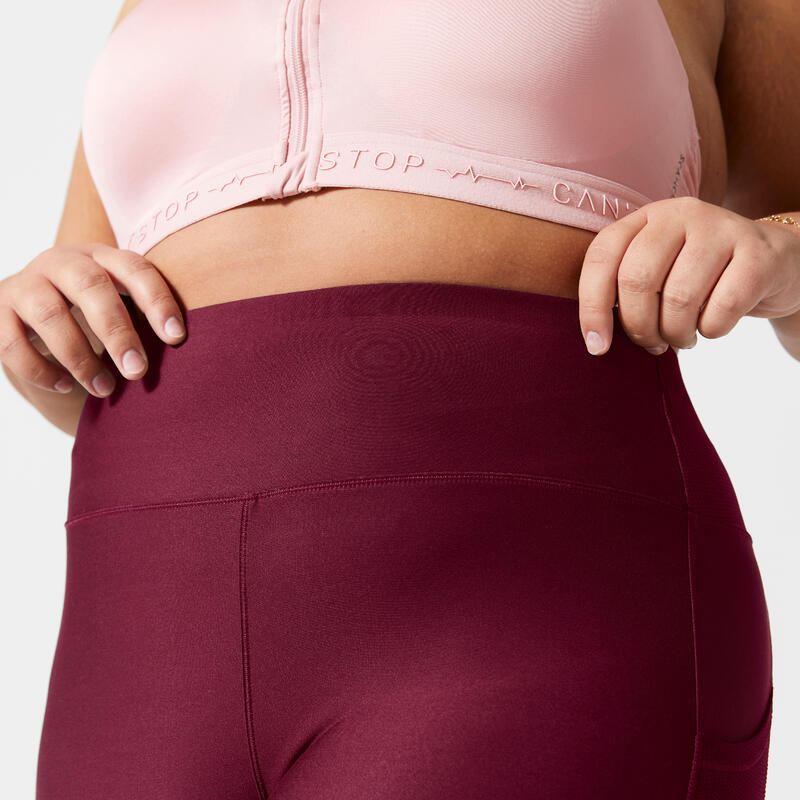 Leggings donna fitness 120 taglie forti traspiranti vita alta lilla-rosa