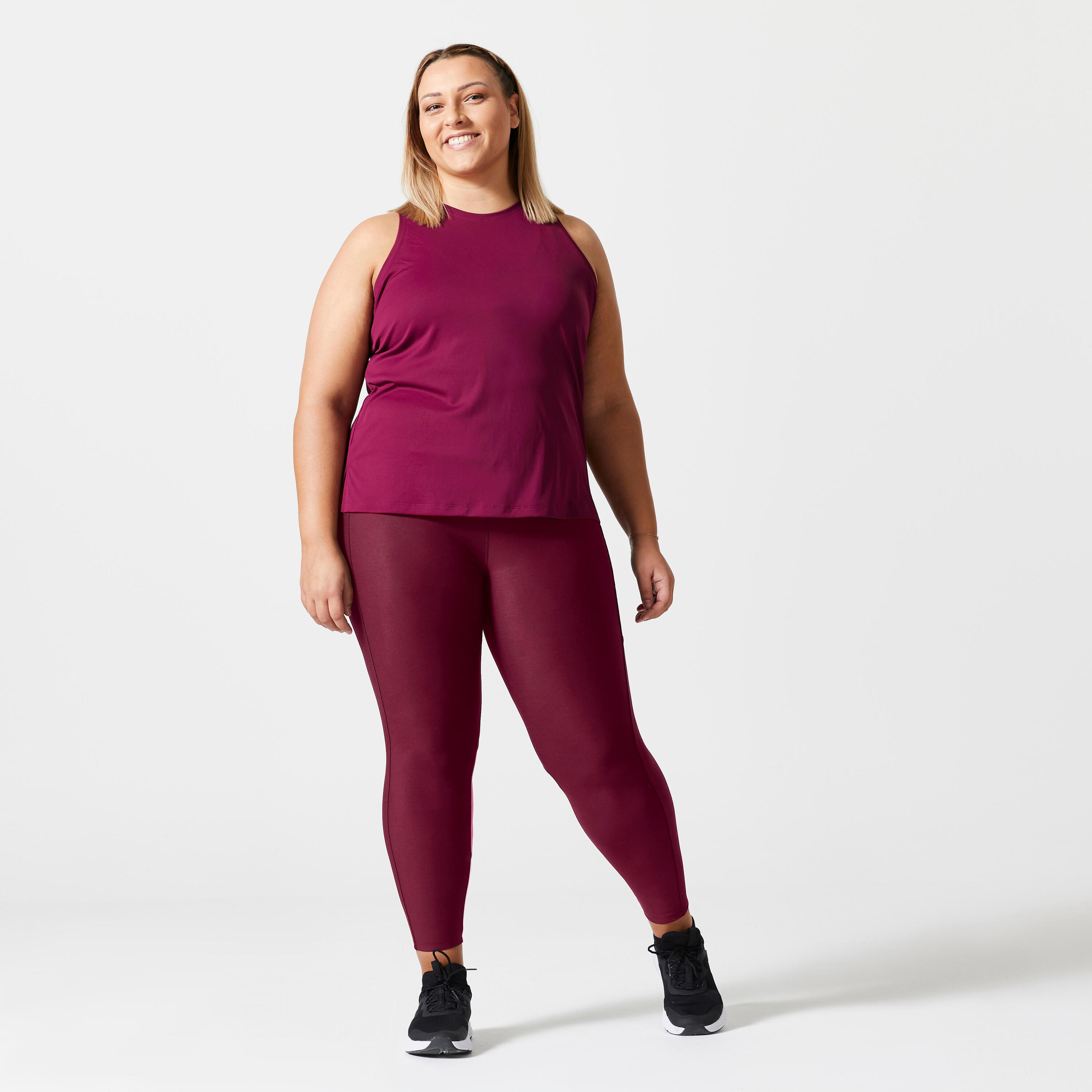 Women's Cardio Fitness Plus Size Leggings with Pocket - Purple/Pink 2/5