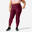 Legging voor cardiofitness dames smartphonezak grote maten paars en roze