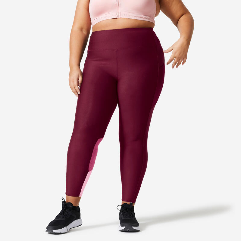 Sportleggings Damen mit Smartphonetasche grosse Grösse - 120 dunkelrot/rosa