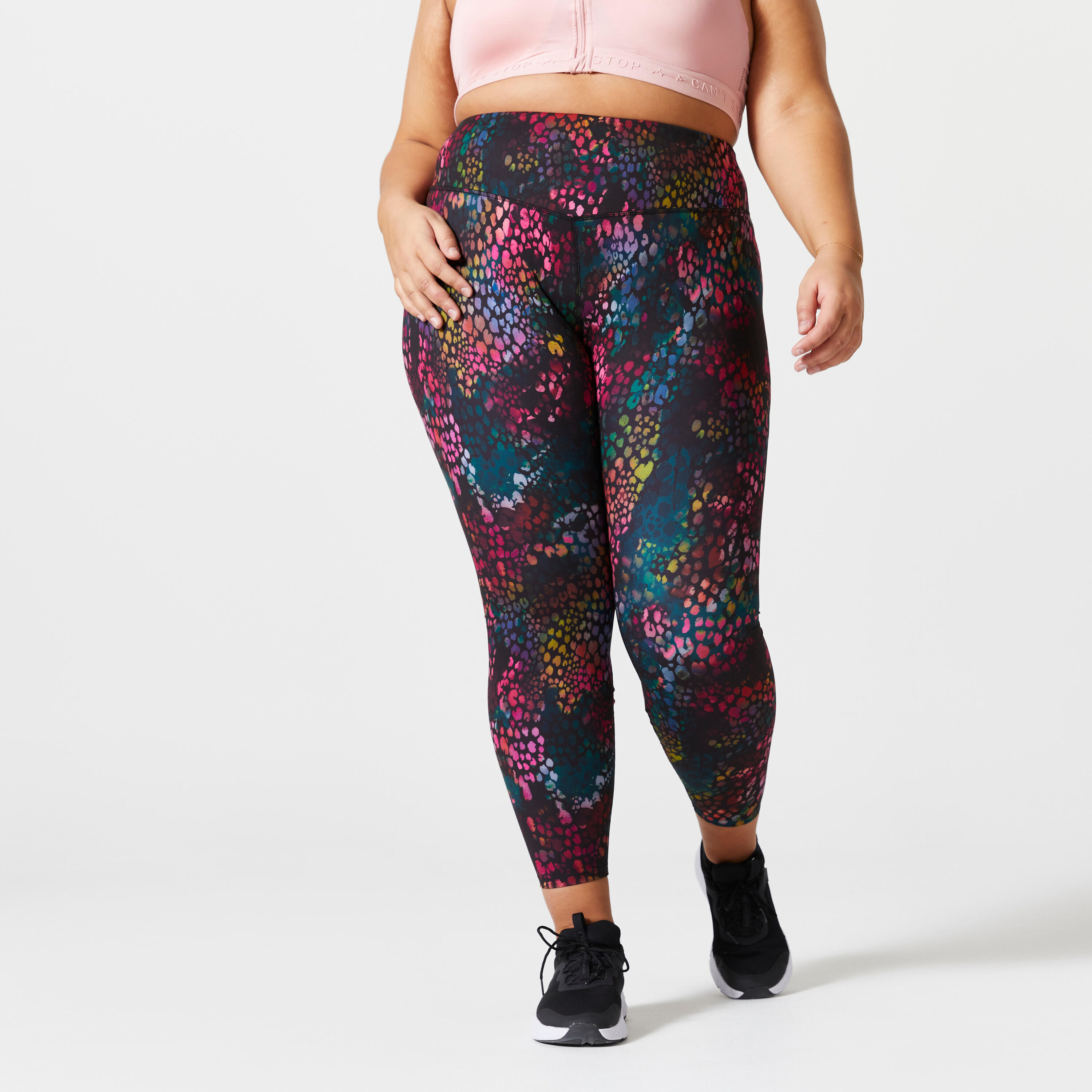 DOMYOS Women's Cardio Fitness High-Waisted Plus-Sized Leggings - Print