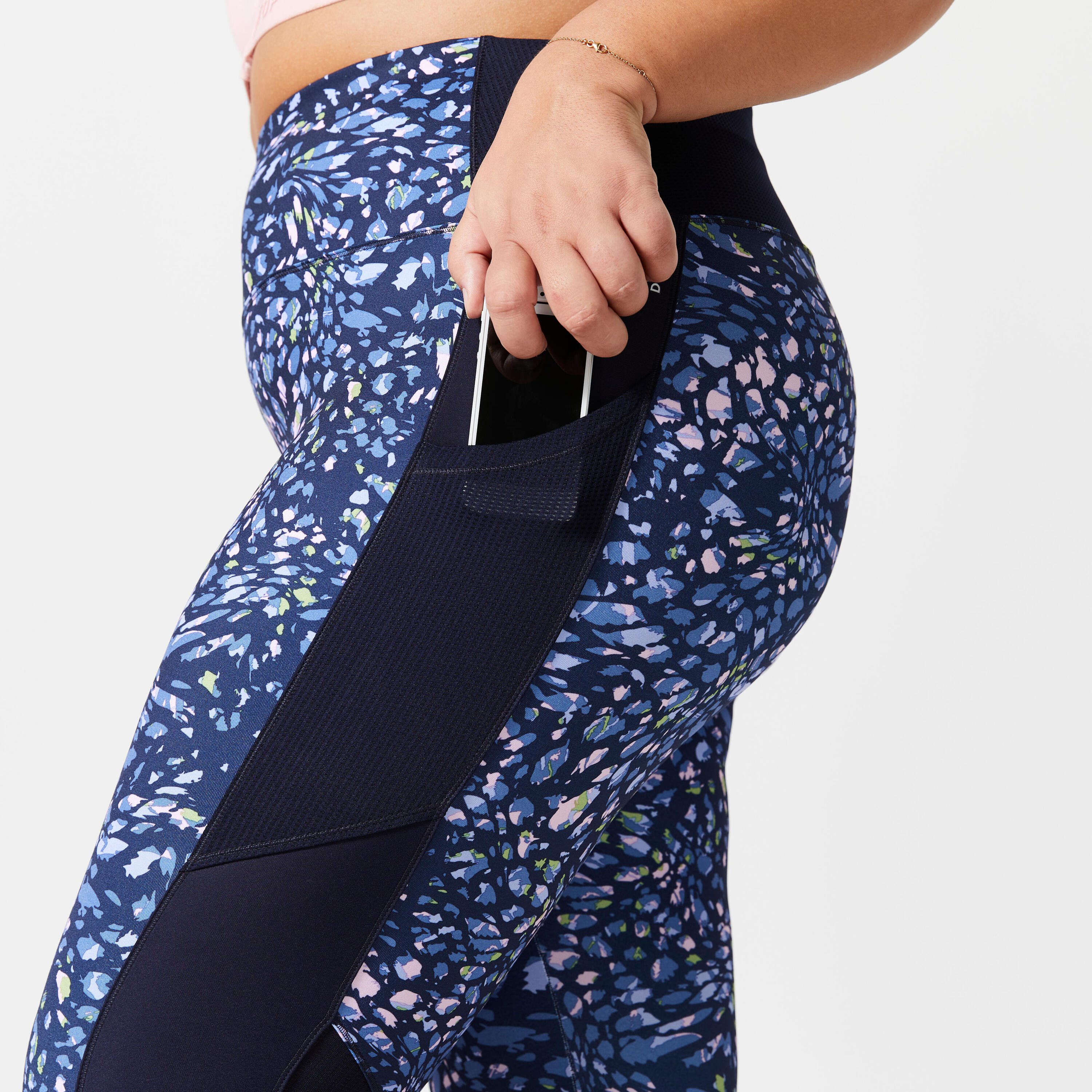Women's Cardio Fitness Plus Size Leggings with Pocket - Blue/Print 4/5