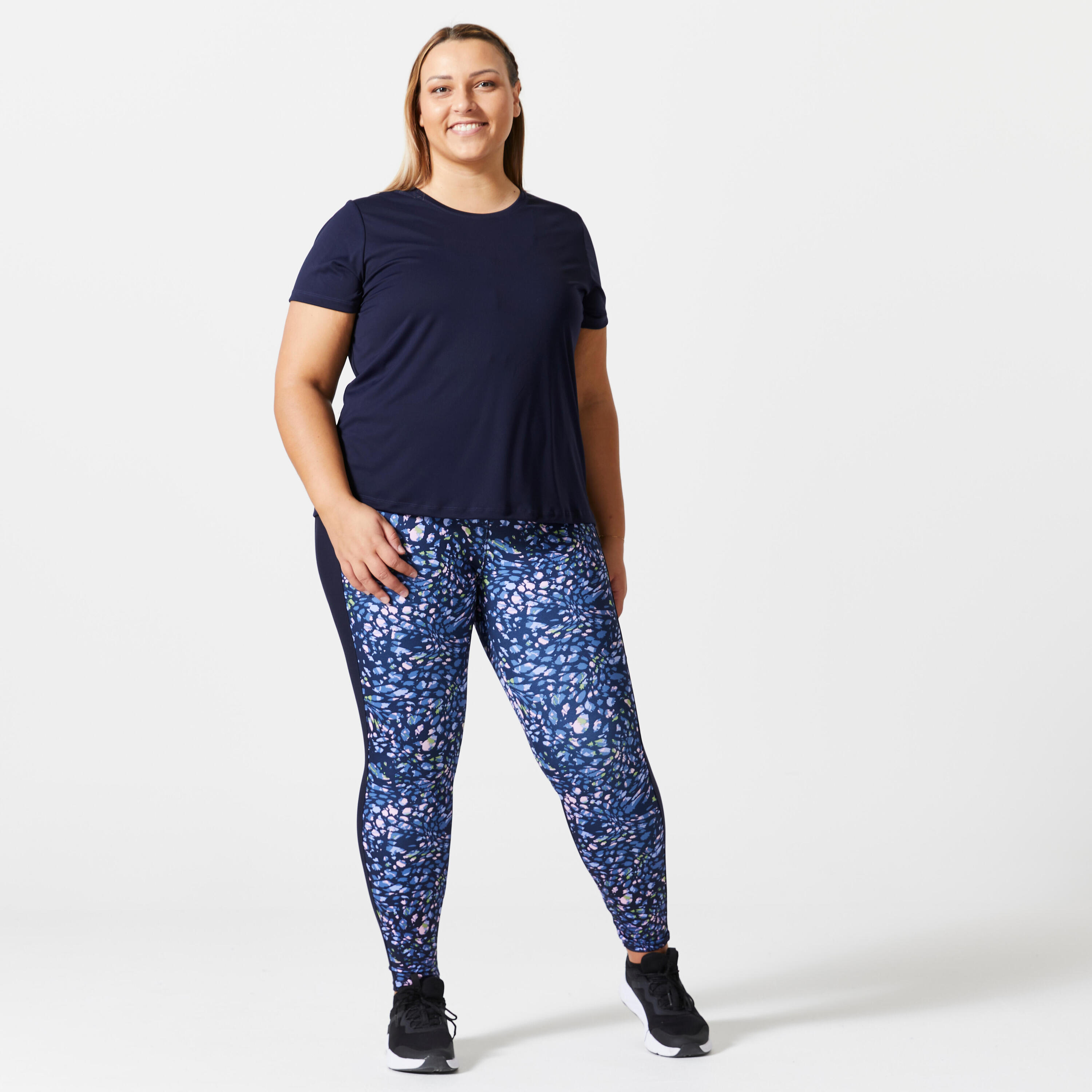 Women's Cardio Fitness Plus Size Leggings with Pocket - Blue/Print 2/5