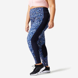 Leggings com Bolso Fitness Tamanho Grande Mulher Estampado Azul