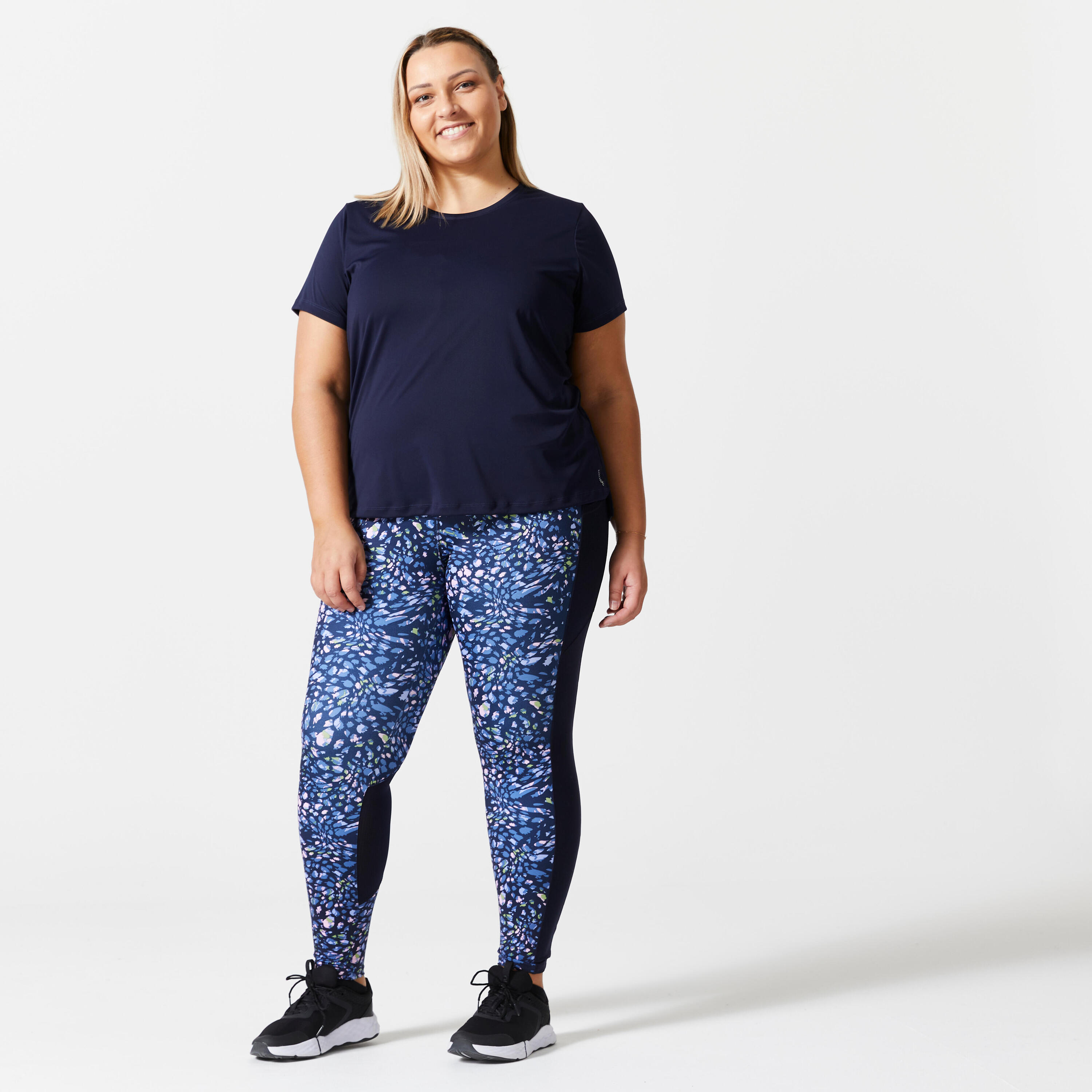 Women's Cardio Fitness Short-Sleeved Plus Size T-Shirt - Navy Blue 2/5