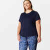 Women's Cardio Fitness Short-Sleeved Plus Size T-Shirt - Navy Blue