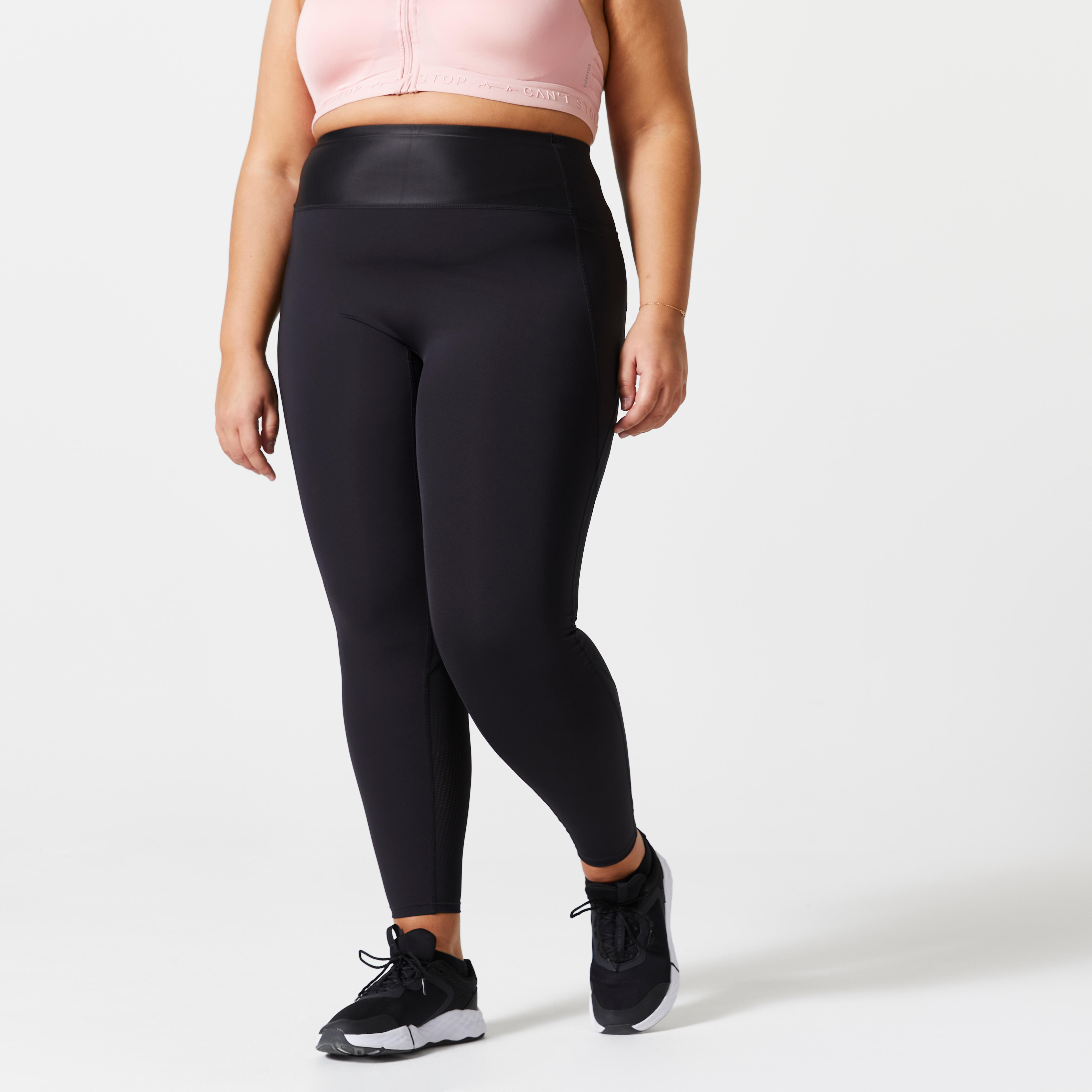 Domyos 500 Women's Cardio Fitness Leggings - Black Pink (XL / W38