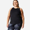 Moteriški kardiotreniruočių berankoviai marškinėliai, padidinti dydžiai, juodi