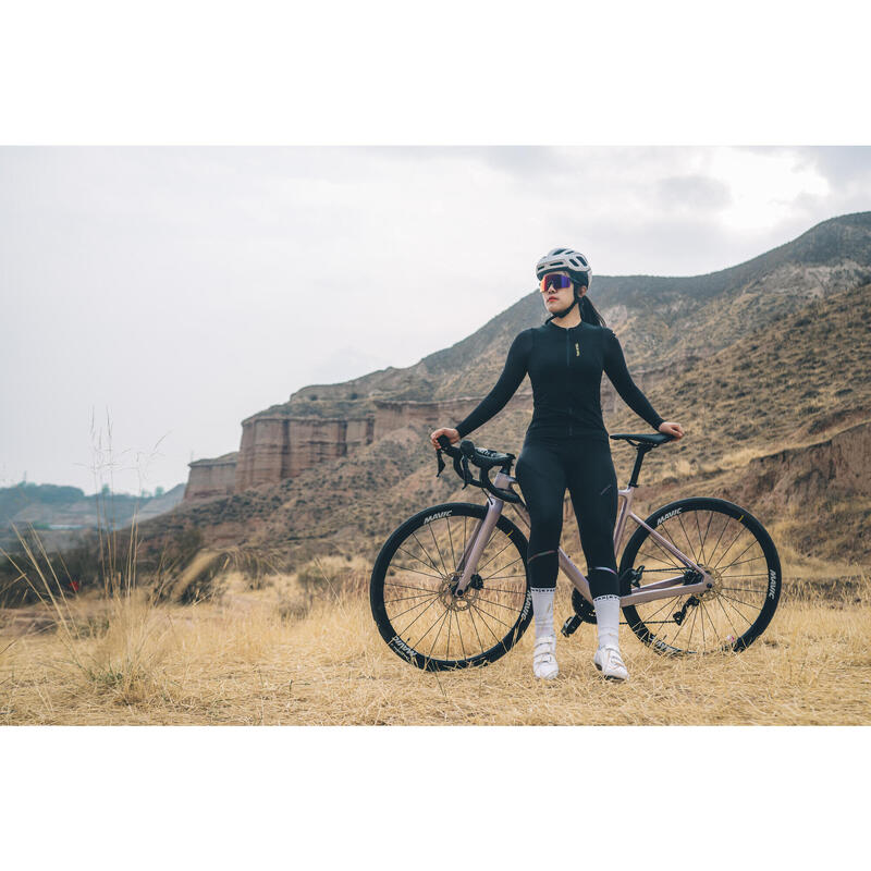 Culotte ciclismo largo sin tirantes mujer Van Rysel RCR negro