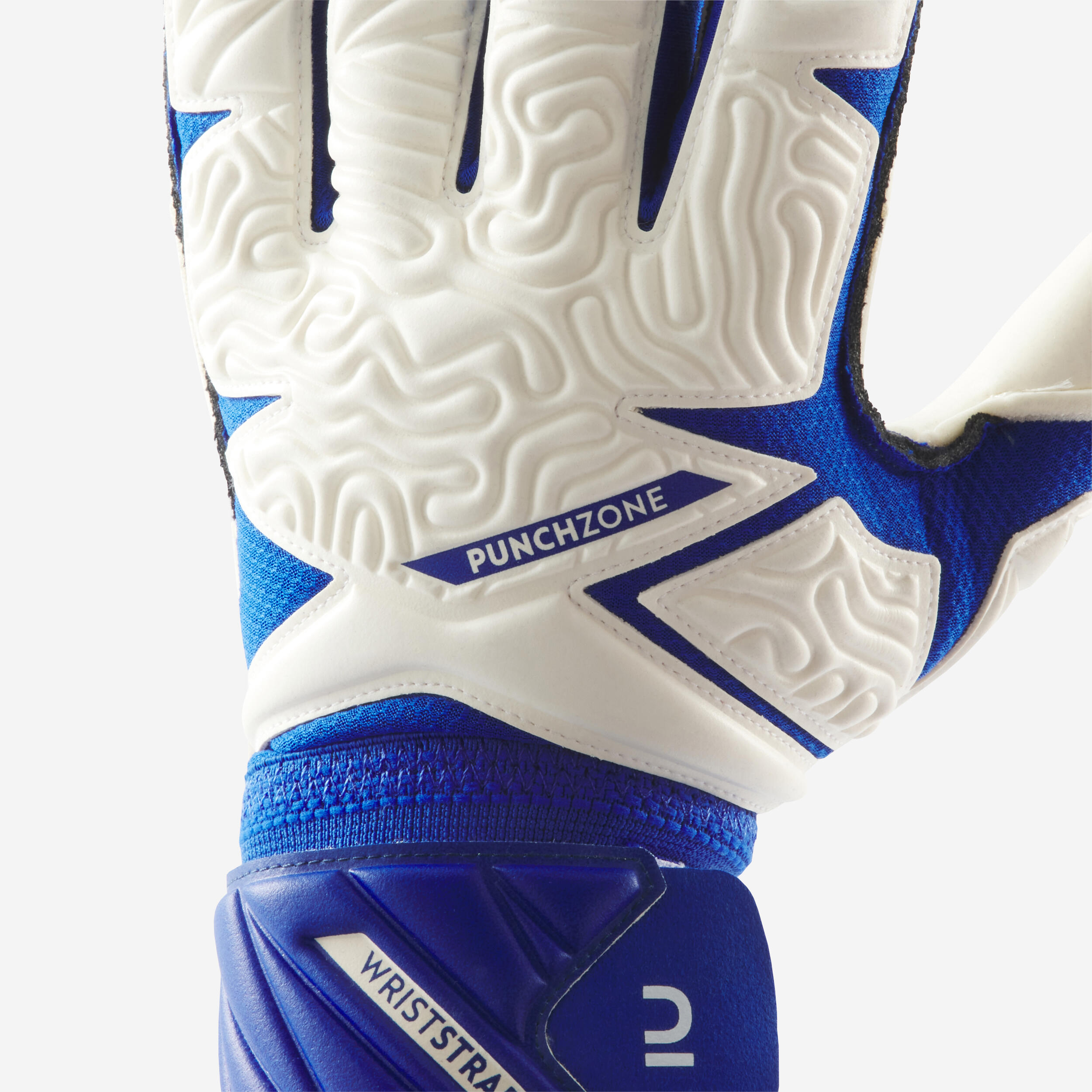 Adult Football Goalkeeper Gloves F500 Viralto - White/Blue 6/7