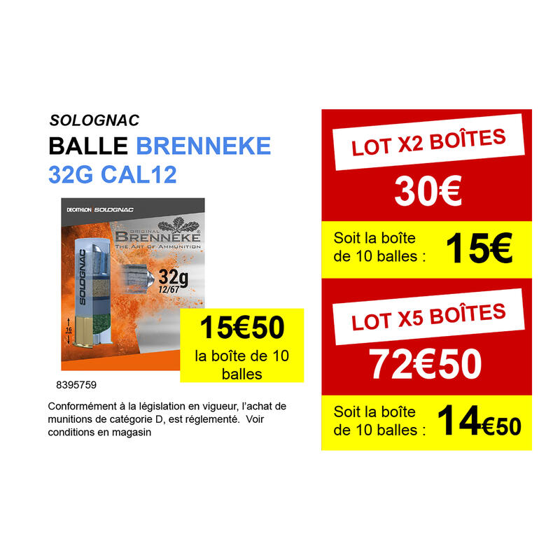 BALLE BRENNEKE 32 G CALIBRE 12/67 X 10