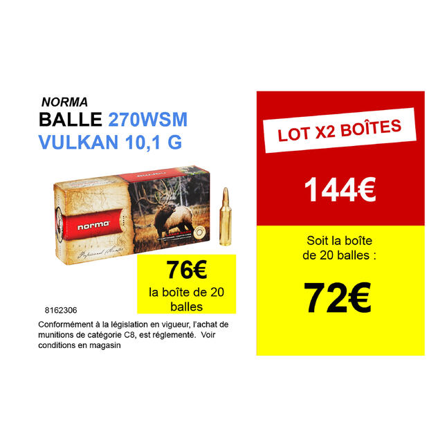 BALLE 270 WSM Vulkan 10.1GRAMMES NORMA Decathlon