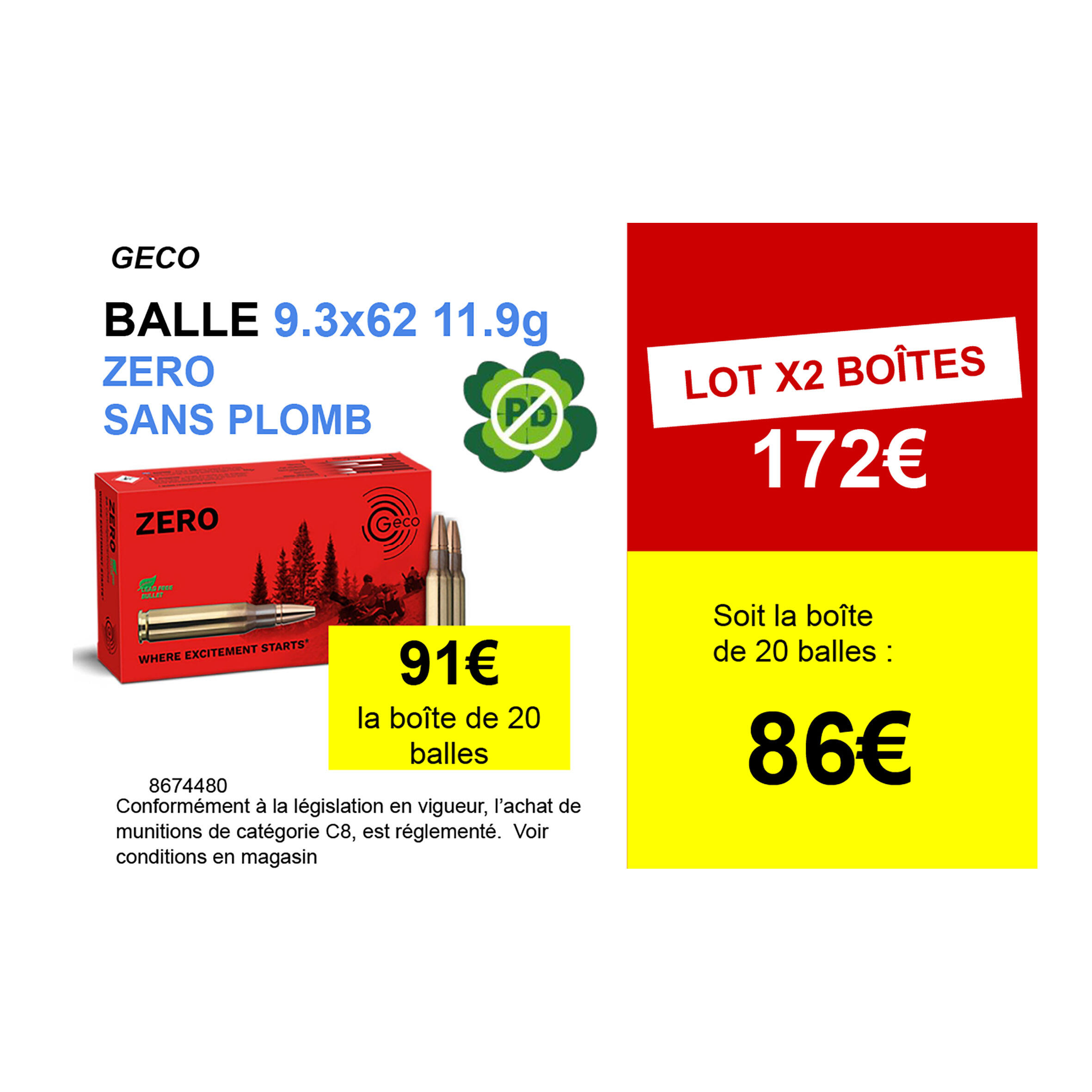 BALLE SANS PLOMB 9.3X62 GECO ZERO 11.9G 2/2
