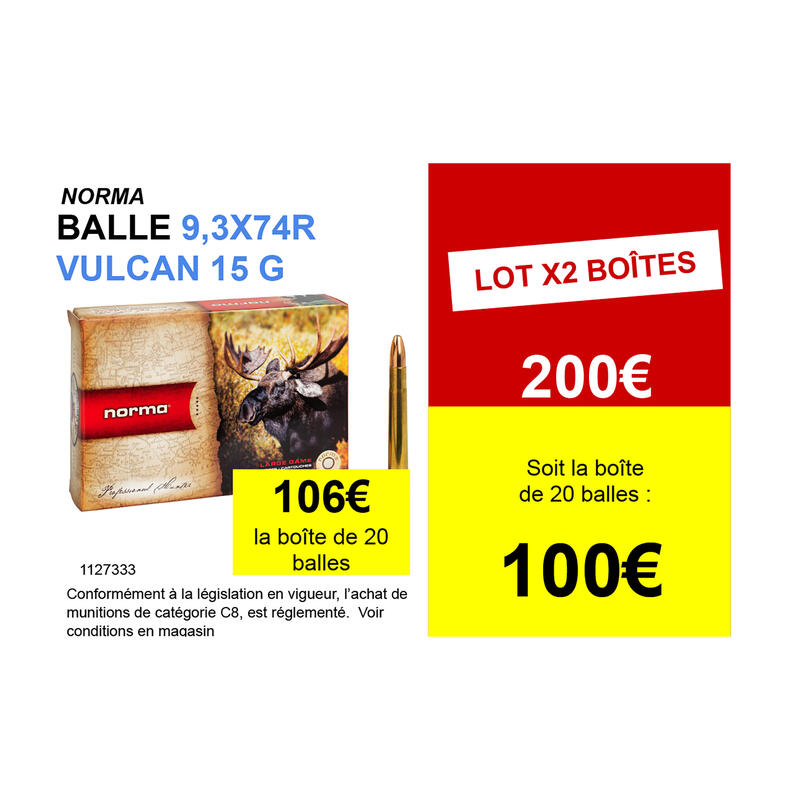 BALLE NORMA 9,3x74R Vulkan 15 grammes