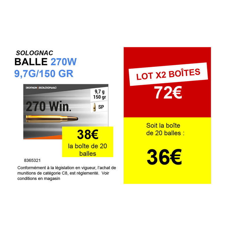 Balle 270 WINCHESTER 9,7G/150GRS X20