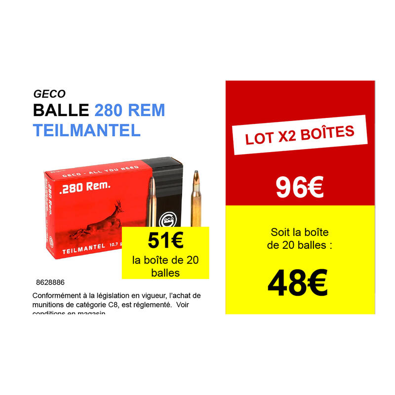 BALLE DE CHASSE 280 REM GECO TEILMANTEL