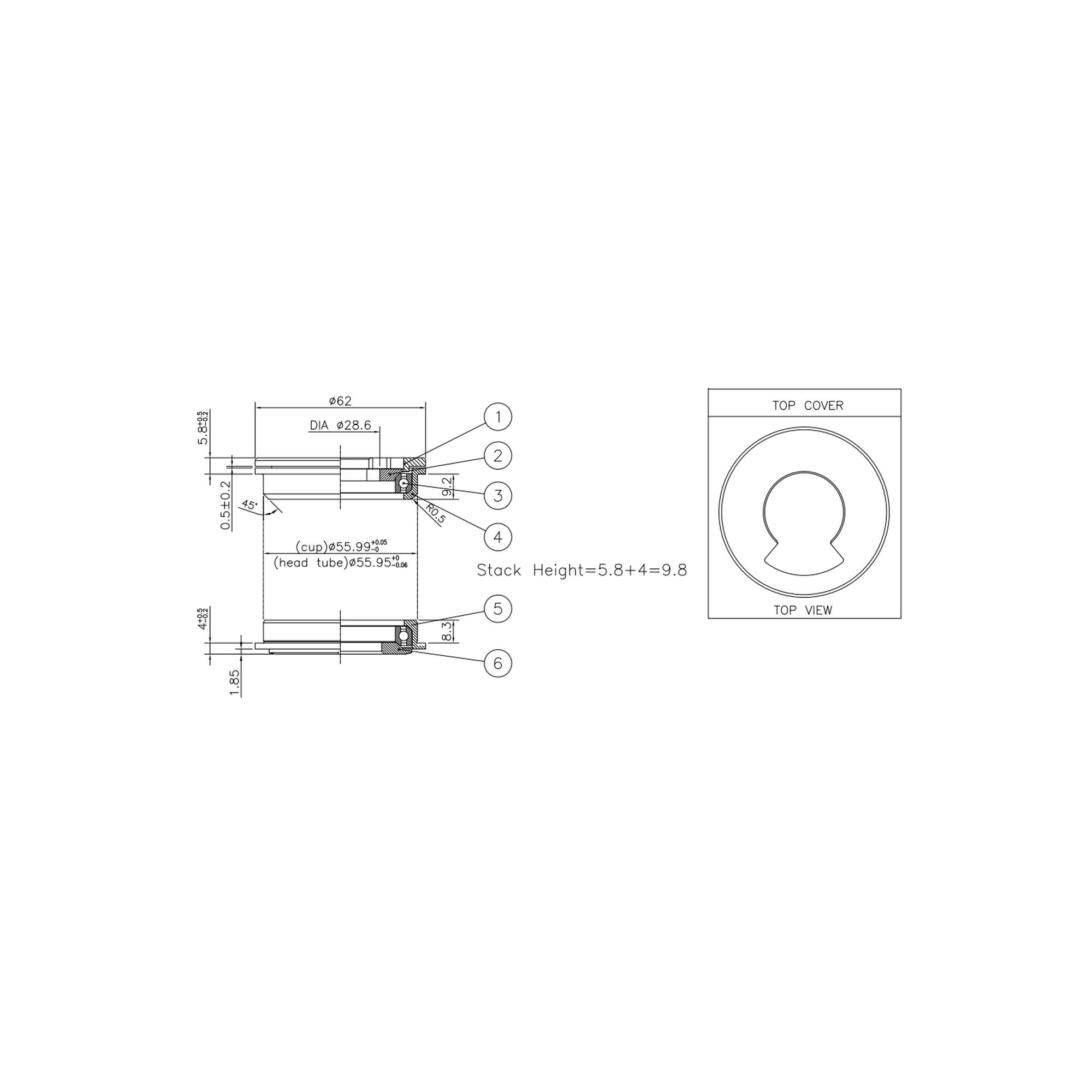 Caixa de direção de bicicleta semi-integrada1"1/8