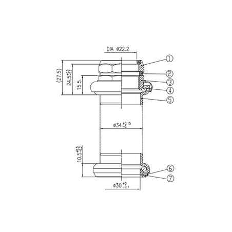 1"1/8 Threaded Headset - Black