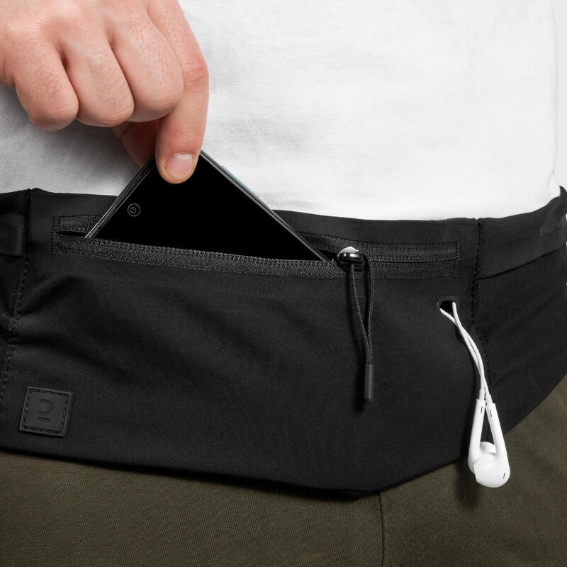 Laufgürtel für Smartphone 5 Taschen - Komfort 2 schwarz, KIPRUN