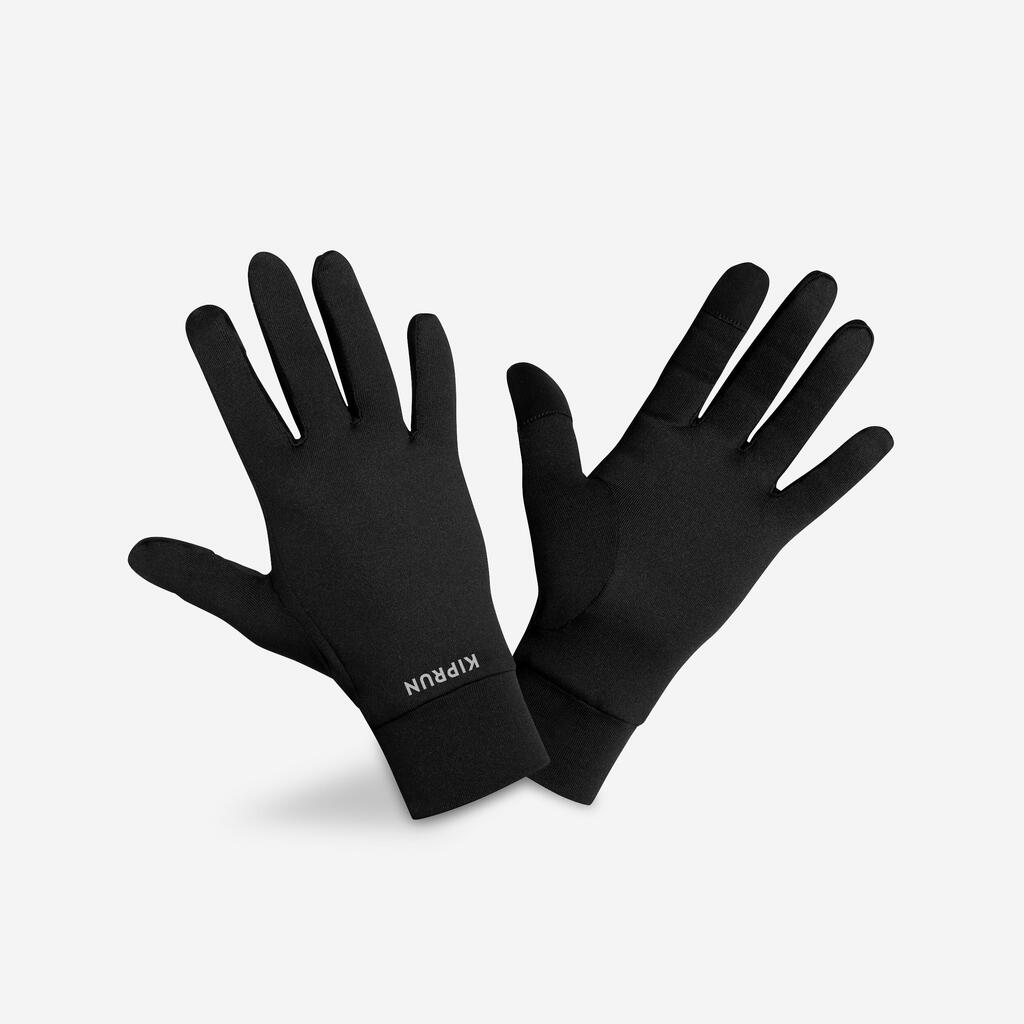 Γάντια τρεξίματος KIPRUN WARM 100 V2 Unisex για οθόνη αφής - Μαύρο