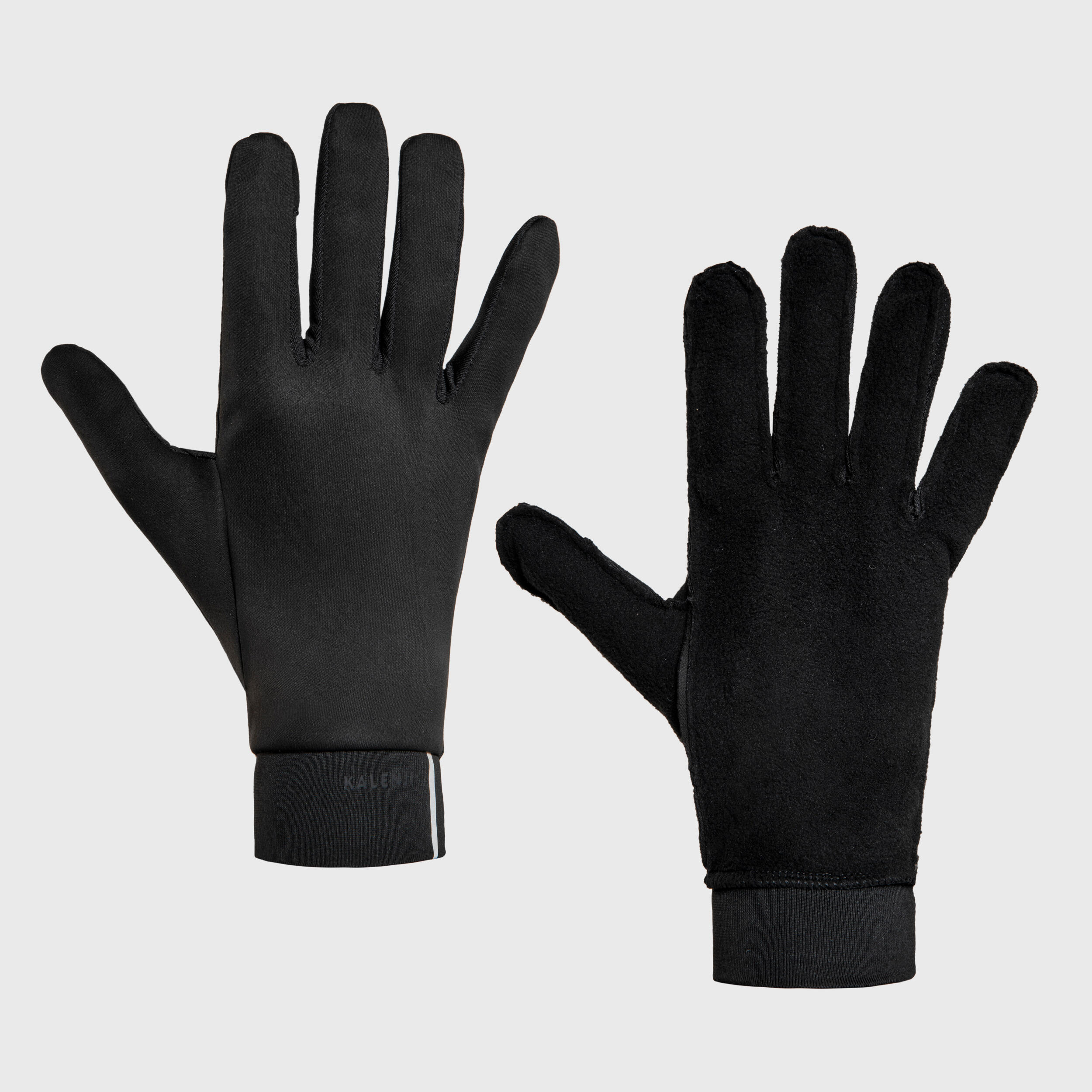Unisex Tactile Warm Running Gloves Run 500 - Smoked Black
