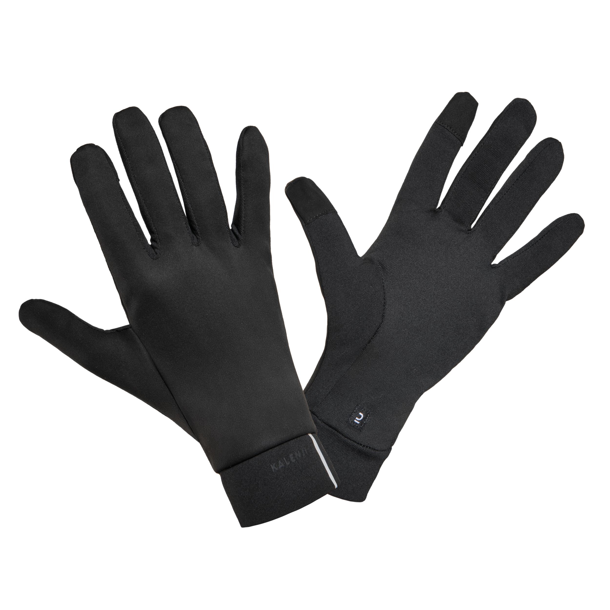 Adult Tactile Running Gloves-Kiprun Warm + 500 v2-Black