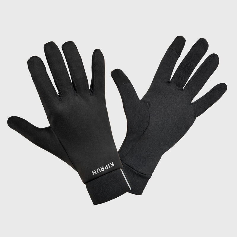 Gants de running tactiles Homme Femme - KIPRUN  WARM+ 500 V2 noir