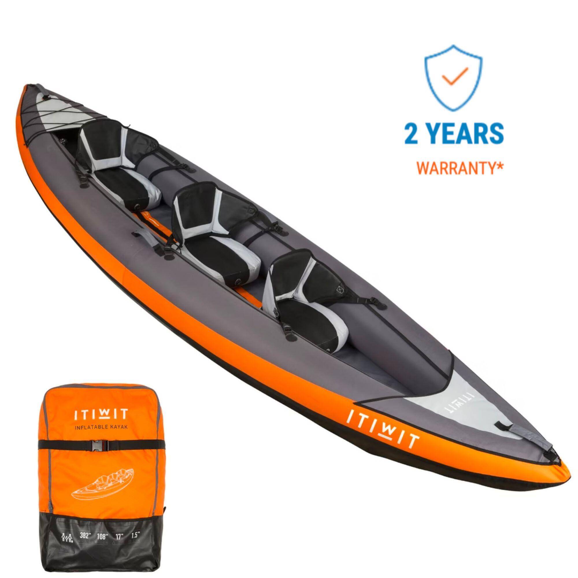 Inflatable Cruising Kayak 2 or 3 Seater Orange -  1