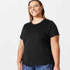 Women's Cardio Fitness Short-Sleeved Plus Size T-Shirt - Black