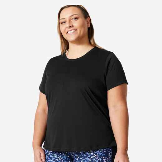 
      Women's Cardio Fitness Short-Sleeved Plus Size T-Shirt - Black
  