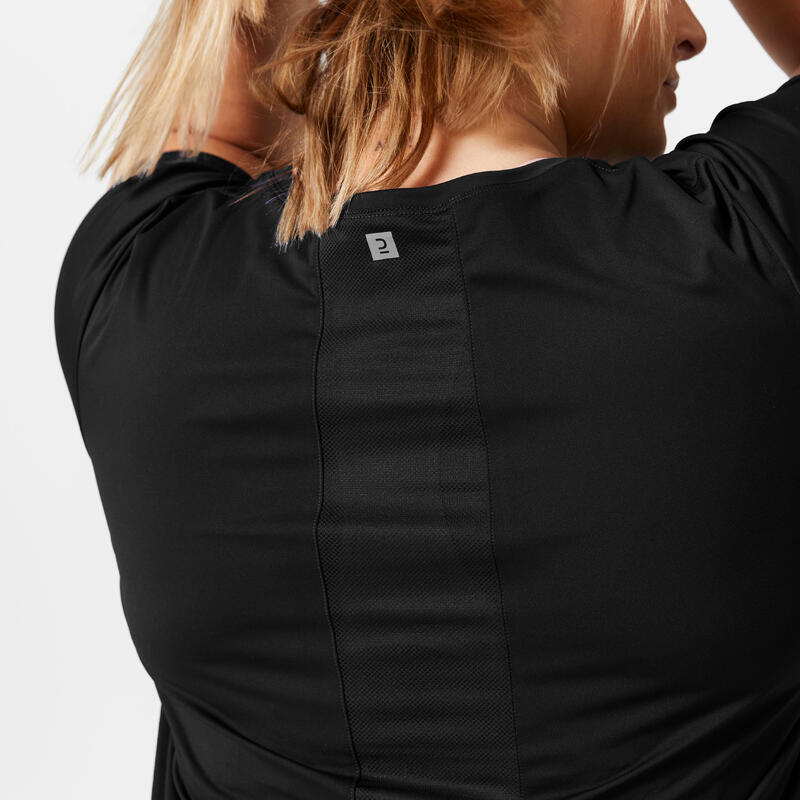 T-Shirt Damen Fitness grosse Grössen - 120 L schwarz