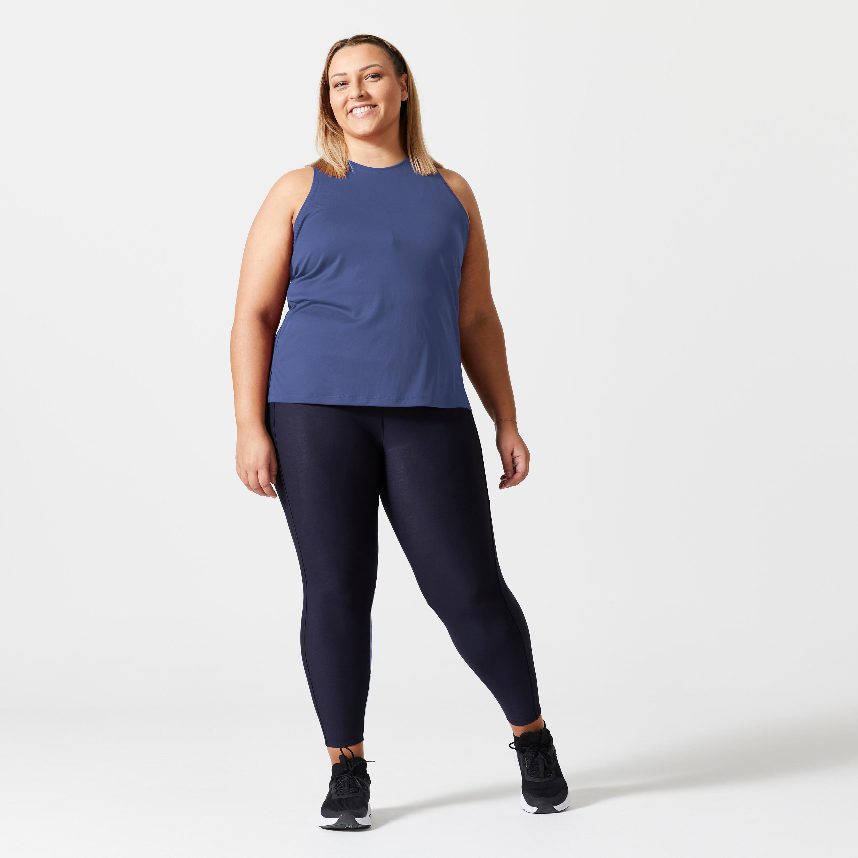 Women's Plus-Size Fitness Cardio Leggings with Pocket - Blue 2/5