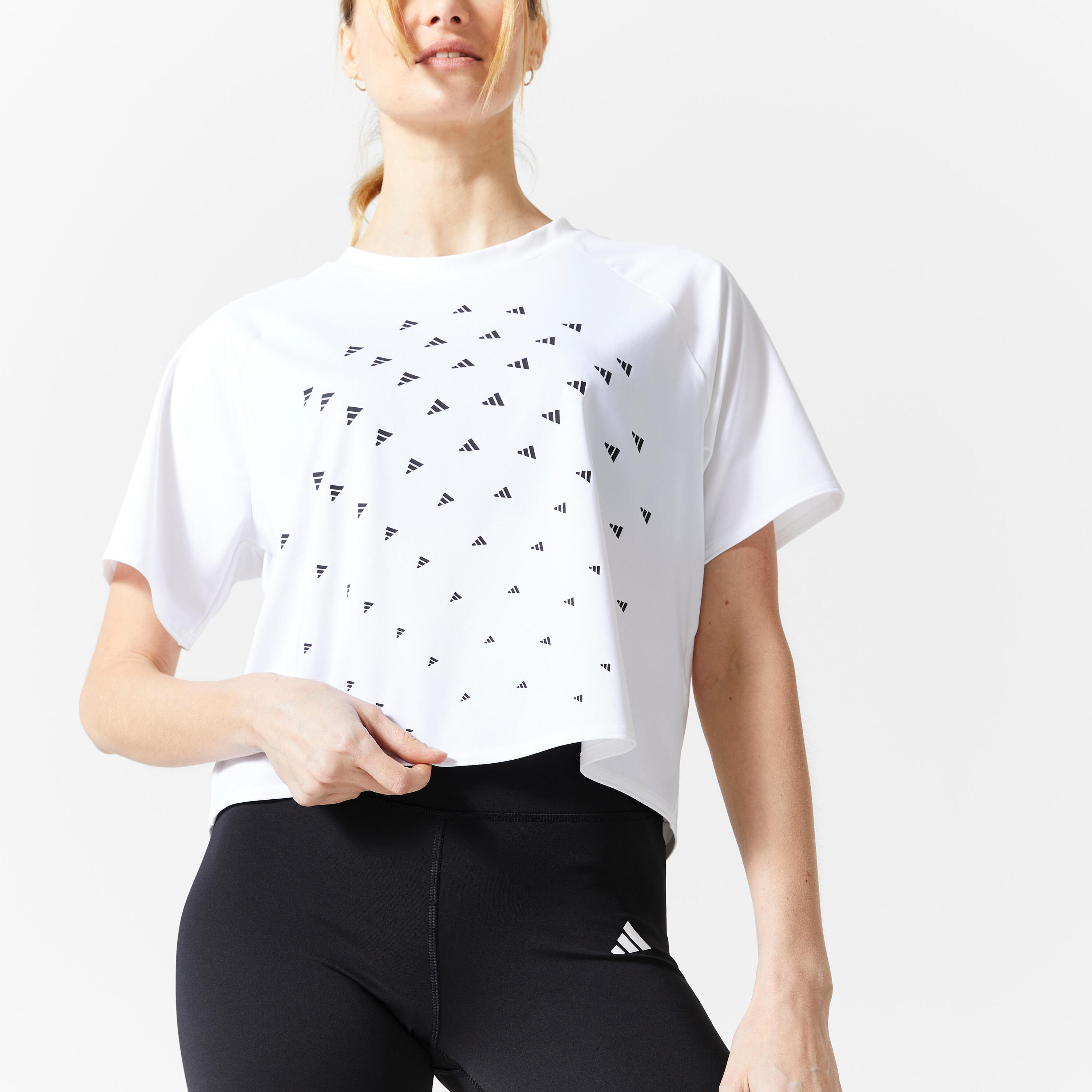 T-SHIRT DE FITNESS CARDIO ADIDAS FEMME BLANC 3/4