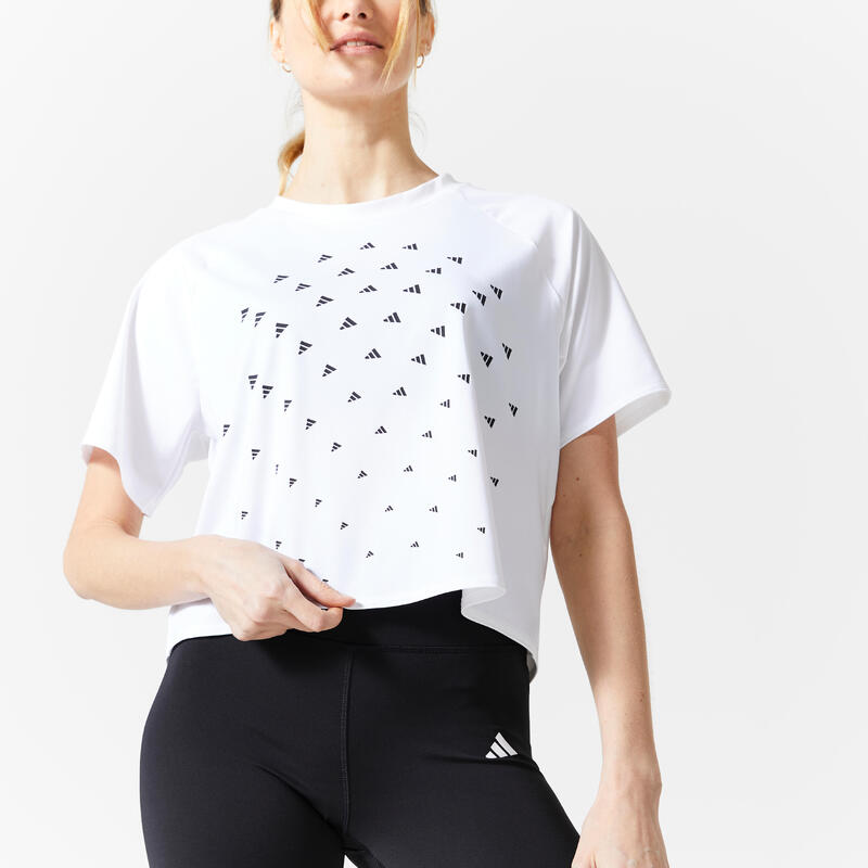 T-shirt donna fitness Adidas regular traspirante bianca