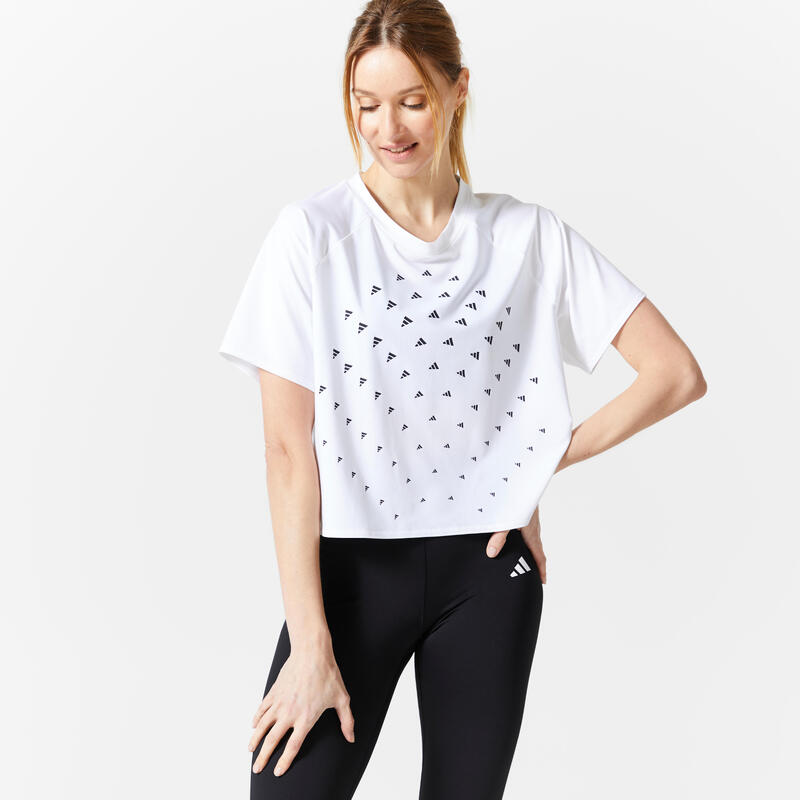 T-shirt donna fitness Adidas regular traspirante bianca