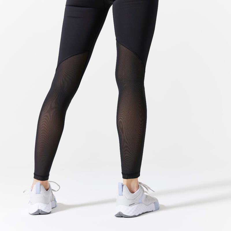 Legging voor cardiofitness dames Techfit zwart